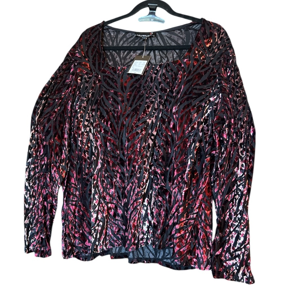 Laura plus velvet burn out abstract NWT new 3x blouse